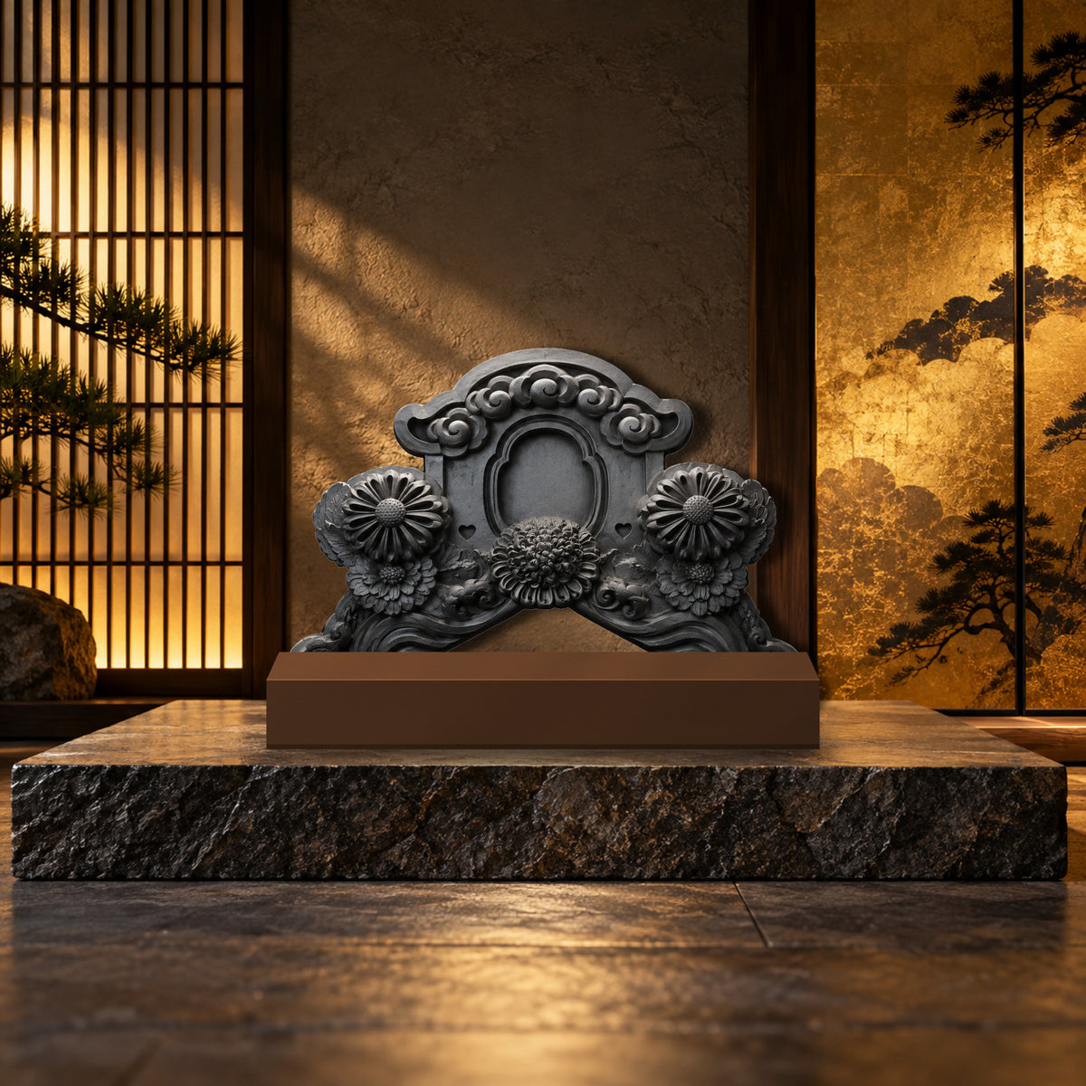 Japanese onigawara roof tile